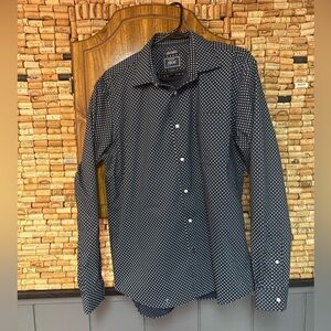 Jos. A Bank Navy floral slim fit stretch wrinkle resistant button down shirt XL